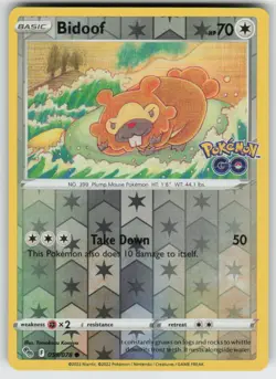 Bidoof Reverse Holo Common Pokemon GO 059/078 LP-NM - Image 1