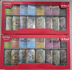 x2 Pokemon TCG Prismatic Evolutions Costco 8 Mini-Tin Bundle +Promo Cards SEALED - Image 1