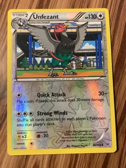 Unfezant 80/108 Reverse Holo Pokemon XY - Roaring Skies TCG Card - Image 1