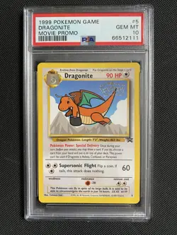 Dragonite Black Star Promo #5 1999 Pokemon Movie Promo PSA 10 - Image 1