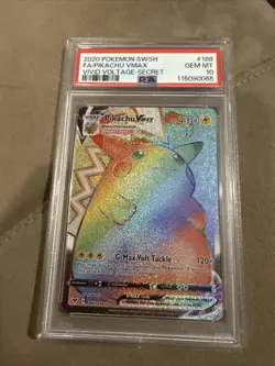 2020 POKEMON SWORD & SHIELD VIVID VOLTAGE SECRET FULL ART/PIKACHU VMAX PSA 10 - Image 1