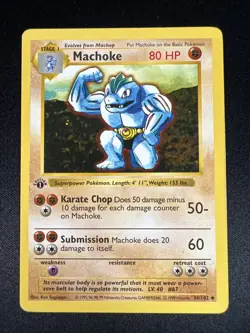 Pokemon TCG Base Set 1st edition Shadowless Machoke #34 HP - Image 1