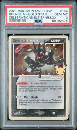 PSA 10 GRENINJA GOLD STAR CELEBRATIONS BLACK STAR PROMO 144 POKEMON 2021 - Image 1