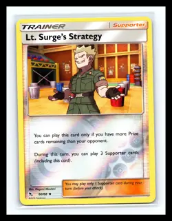💥 Pokemon Lt. Surge's Strategy Reverse Holo 60/68 HIF Hidden Fates LP/NM - Image 1