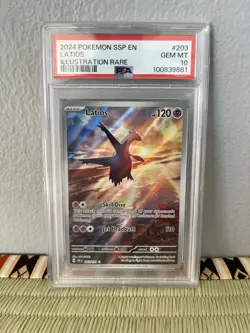 2024 Pokemon Surging Sparks Latios PSA 10 GEM Illustration Rare 203/191 Full Art - Image 1