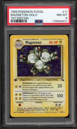 1999 Pokemon Fossil MAGNETON HOLO 1st Edition 11/62 PSA 8 NM-MT - Image 1