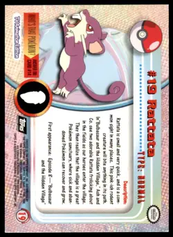 RATTATA #19 - 2000 TOPPS CHROME POKEMON SERIES 1 - POKEMON - ENGLISH - Image 2