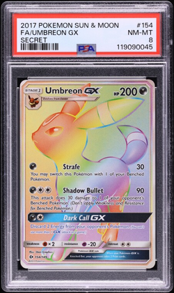 UMBREON GX 154/149 FULL ART POKEMON SUN MOON BASE SECRET RARE GRADED PSA 8 - Image 1