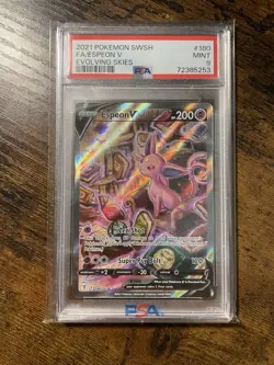 Espeon V PSA 9 Alt Art Evolving Skies Pokemon Card 180/203 Full Art 2021 - Image 1