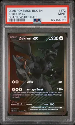 PSA 9 Pokemon Black Bolt Zekrom EX TCG Card 172/86 - Image 1