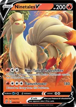 Ninetales V 026/192 Rebel Clash Pokemon Trading Card Near Mint English Holo - Image 1