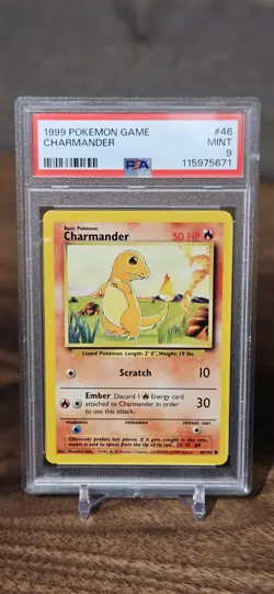 PSA 9 Base Set Unlimited Charmander 46/102 Pokemon Cards 1999 - Image 1