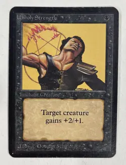 Unholy Strength Alpha MP Moderate Play MTG Magic The Gathering A - Image 1