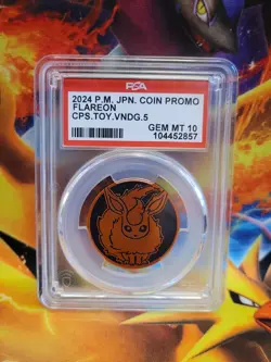 Pokemon Flareon 2024 Japanese Capsule Vending Vol. 5 Graded Coin PSA 10 - Image 1