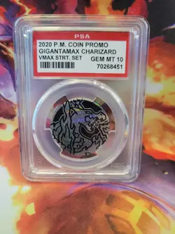 Pokemon Gigantamax Charizard Vmax Starter 2020 Japanese Graded Coin PSA 10 - Image 1