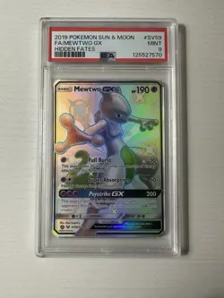 Pokemon Sun & Moon Hidden Fates Mewtwo GX SV59/SV94 Shiny Vault PSA 9 Mint - Image 1