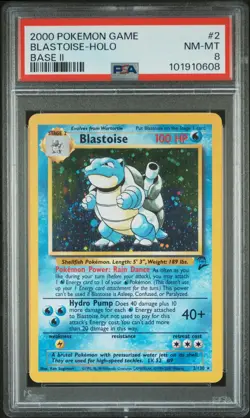PSA 8 Pokemon Blastoise 2/130 Base Set 2 Holo NM-MT - Image 1