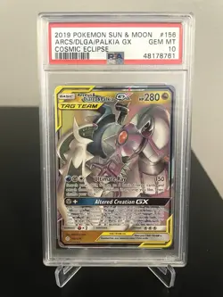 Pokemon Arceus & Dialga & Palkia GX 2019 Cosmic Eclipse 156/236 PSA 10 - Image 1