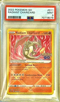 PSA 9 Mint Radiant Charizard 011/078 2022 Pokemon Go Pokemon TCG - Image 1