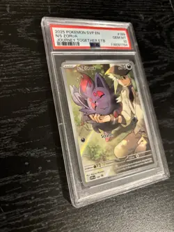 2025 POKEMON JOURNEY TOGETHER ETB N'S ZORUA FULL ART PROMO 189 PSA 10 GEM MINT - Image 2