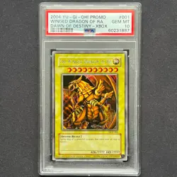 PSA 10 YuGiOh The Winged Dragon of Ra DOD-001 Dawn Destiny Promo Prismatic GEM - Image 1