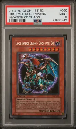 PSA 9 YuGiOh Chaos Emperor Dragon - Envoy Of The End IOC-000 1st Edition - Image 1