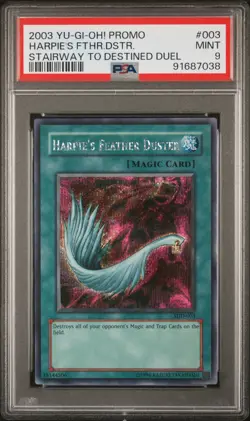 PSA 9 YuGiOh Harpie's Feather Duster SDD-003 Prismatic Rare MINT - Image 1