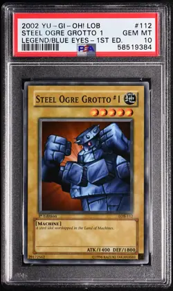 Yugioh STEEL OGRE GROTTO #1 LOB-112 1st Edition GEM MINT PSA 10 - Image 1