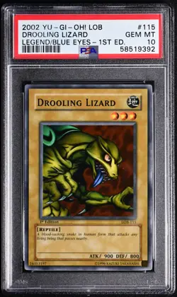 Yugioh DROOLING LIZARD LOB-115 1st Edition GEM MINT PSA 10 - Image 1