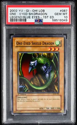 Yugioh ONE-EYED SHIELD DRAGON LOB-087 1st Edition GEM MINT PSA 10 - Image 1