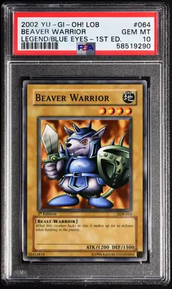Yugioh BEAVER WARRIOR LOB-064 1st Edition GEM MINT PSA 10 - Image 1