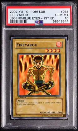 Yugioh FIREYAROU LOB-085 1st Edition GEM MINT PSA 10 - Image 1
