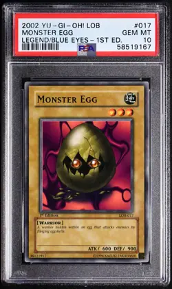 Yugioh MONSTER EGG LOB-017 1st Edition GEM MINT PSA 10 - Image 1