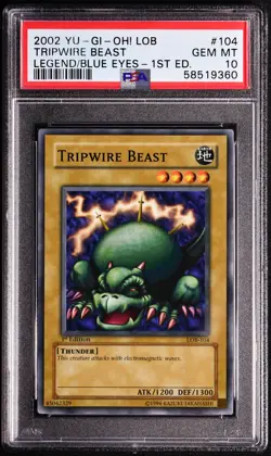 Yugioh TRIPWIRE BEAST LOB-104 1st Edition GEM MINT PSA 10 - Image 1