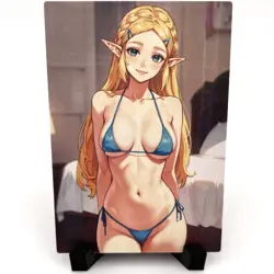 Princess Zelda Sexy Bikini Anime Waifu Girl Doujin Lewd Goddess Story Art Card - Image 2