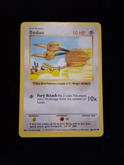 Pokemon TCG Doduo Base Set, Shadowless Common Card 48/102, Vintage LP Condition - Image 1