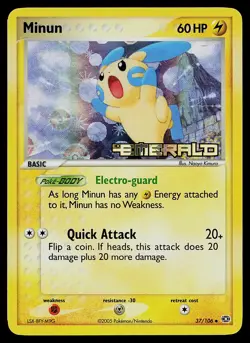 Pokemon Card - Minun Emerald 37/106 Reverse Holo Stamped - Image 1