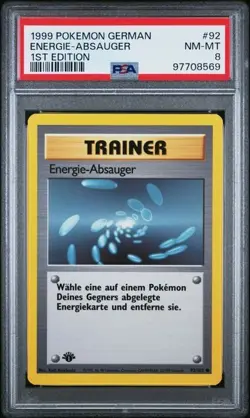 PSA 8 ENERGIE-ABSAUGER 92 1ST EDITION GERMAN BASE SET 1999 POKEMON VINTAGE - Image 1