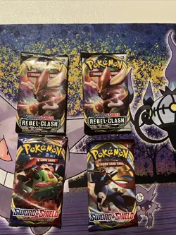 Pokemon Sword and Shield Base Set And Rebel Clash Booster Packs LOT OF 4 820650806513 - Image 1