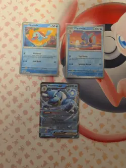 Pokemon 151 3 card Blastoise ex Wartortle Squirtle reverse - Image 1