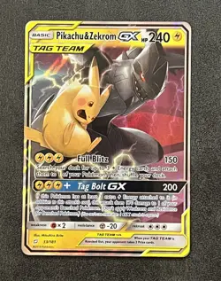 Pokemon Pikachu & Zekrom GX Tag Team TCG Sun Moon Holo Ultra Rare Card 33/181 NM - Image 1