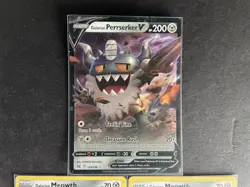 Galarian Perrserker V + Galarian Meowth (x2) 3-card mixed Pokemon lot - PWE - Image 3