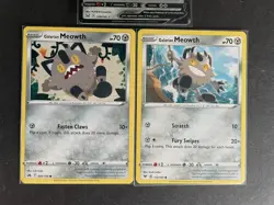 Galarian Perrserker V + Galarian Meowth (x2) 3-card mixed Pokemon lot - PWE - Image 4
