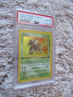 1999 POKEMON JUNGLE #9 PINSIR FIRST EDITION HOLO PSA 8 NEVER PLAYED - Image 1