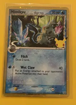 Pokemon TCG Mimikyu SWSH136 Delta Species Celebrations Black Star Promo Holo - Image 1