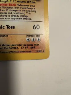 1999 Pokemon Machamp Holo 8/102 1st Edition Base Set WOTC - Image 3