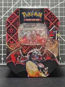 Pokemon TCG Scarlet & Violet Paldean Fates Shiny Charizard ex Tin New Sealed - Image 1