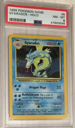 1999 WOTC Pokemon Game Original Base Set PSA 8 Gyarados HOLO #6 NEAR MINT - Image 1
