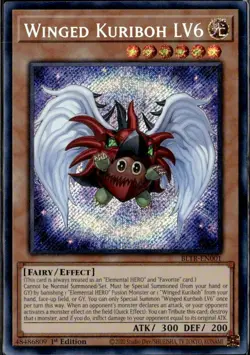Yugioh Winged Kuriboh LV6 BLTR-EN001 Secret Rare 1st Ed 2 Card Lot - Image 1