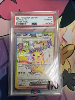 2024 Pokemon SSP en Pikachu EX Ultra Rare Card #219 PSA 10 - Image 1